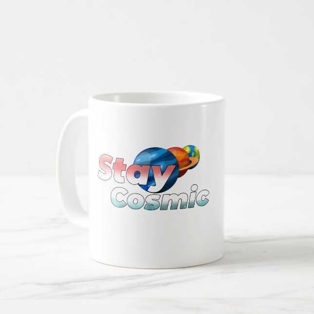 Taza De Café Stay Cosmic Minimal Space Typography Coffee Mug (Anverso izquierdo)