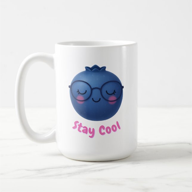 Taza De Café Stay Guay - Cute TropiCool Blueberry Design (Izquierda)