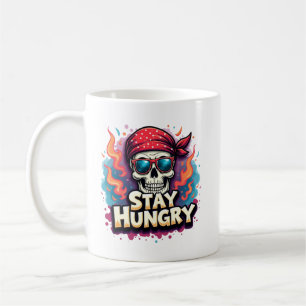 Taza De Café Stay Hungry Skull Bandana Hustler Graphic Tee
