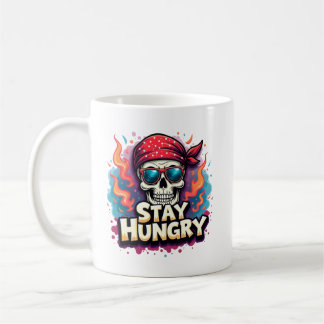 Taza De Café Stay Hungry Skull Bandana Hustler Graphic Tee