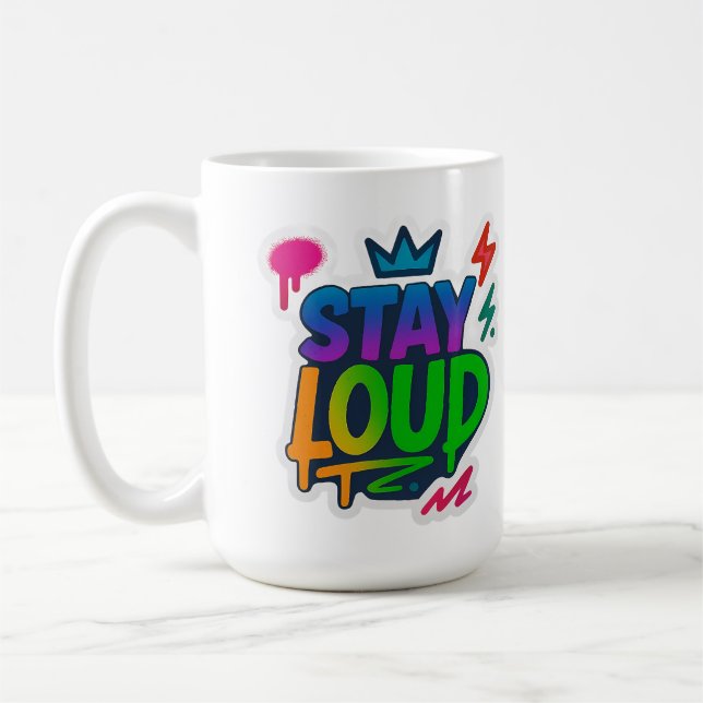 Taza De Café Stay Loud Graffiti Neon Artwork (Izquierda)