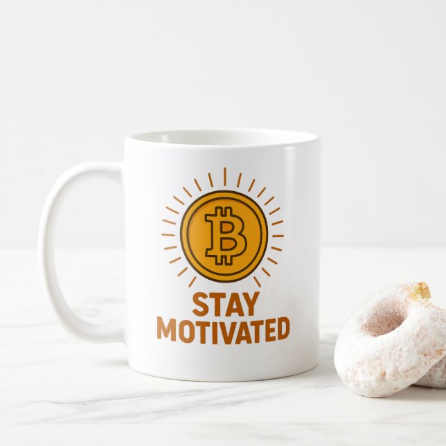 Taza De Café Stay Motivated Bitcoin Mug (Con donut)