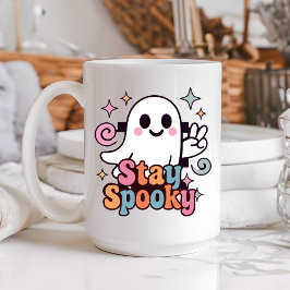 Taza De Café Stay Spooky Groovy Ghost Retro Pastel Halloween