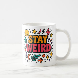 Taza De Café Stay Weird Funky Retro Doodle Mug