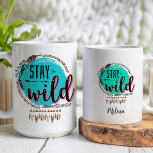 Taza De Café Stay Wild Boho incluye citas motivacionales