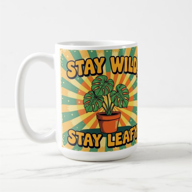 Taza De Café Stay wild leafy cute botanical Coffee Mug (Izquierda)