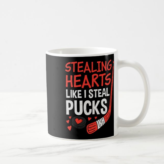 Taza De Café Stealing Hearts Stealing Pucks Hockey Valentines D (Derecha)