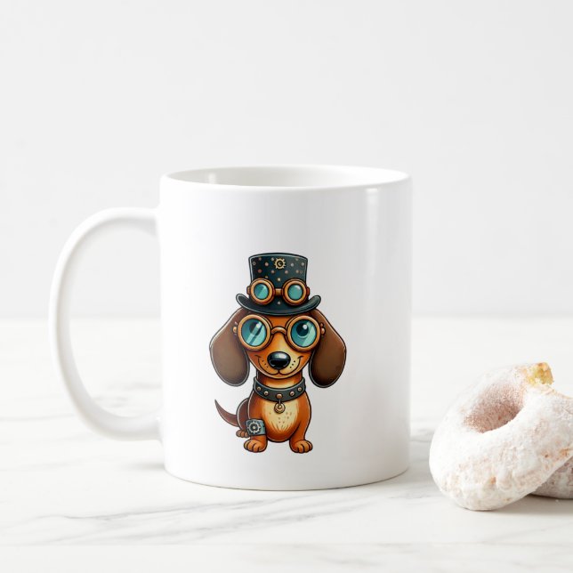 Taza De Café Steampunk Dachshund (Con donut)