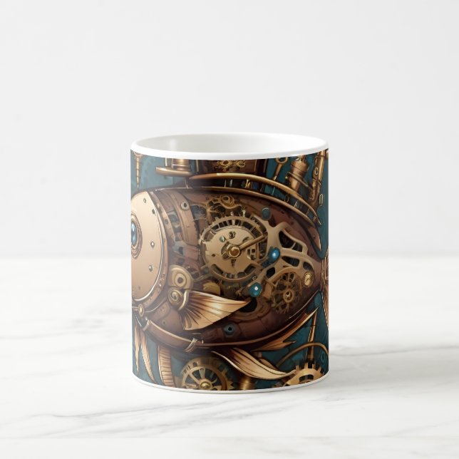 Taza De Café Steampunk Fish Vintage Retro Style (Centro)