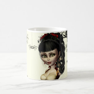 Taza De Café Steampunk Gothic Lolita Art Round Button Pin