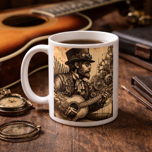 Taza De Café Steampunk Guitar Man