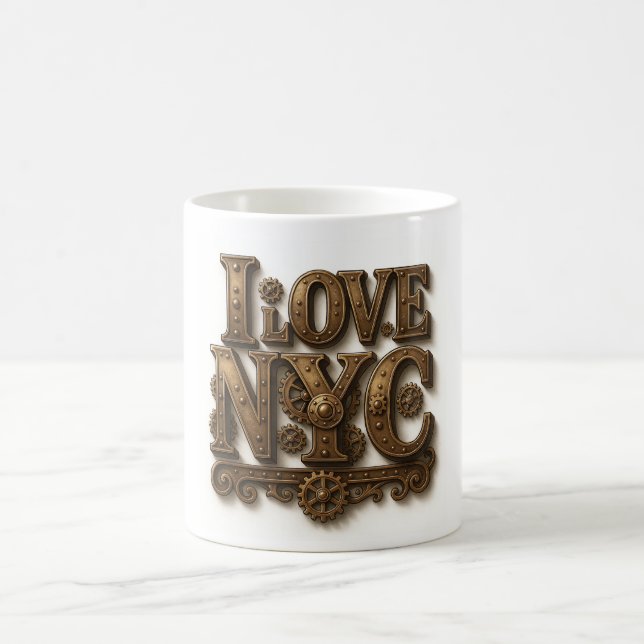 Taza De Café Steampunk "I Love NYC" – Vintage. (Centro)