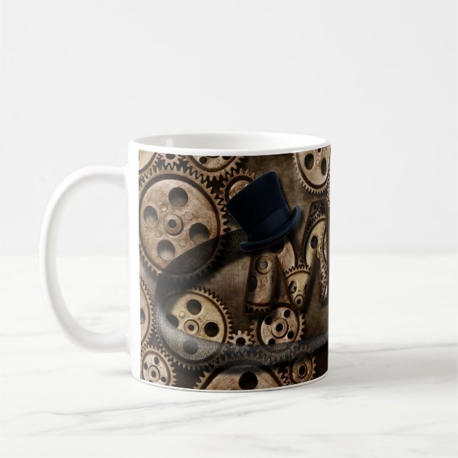 Taza De Café Steampunk Mom Bronze Gears Top Hat Coffee Mug (Izquierda)