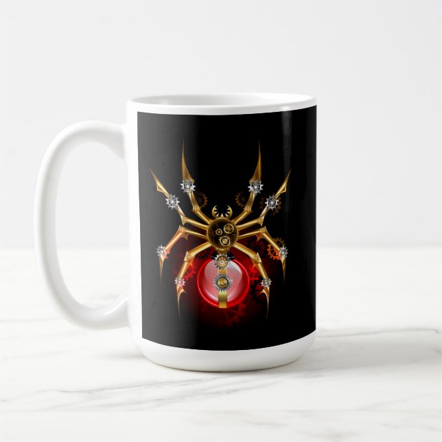 Taza De Café Steampunk spider on black (Izquierda)