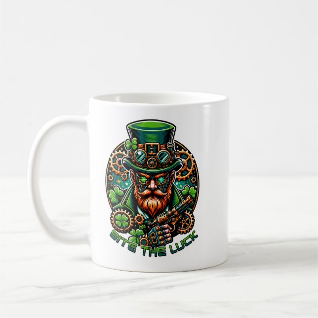 Taza De Café Steampunk St. Patrick's Day Leprechaun (Izquierda)