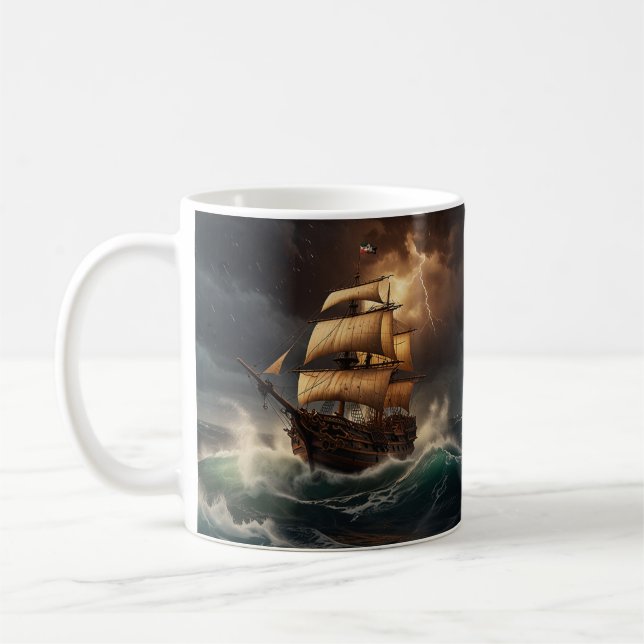 Taza De Café Steampunk Submersible Ocean-liner (Izquierda)