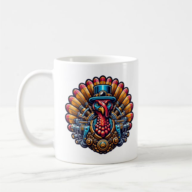 Taza De Café Steampunk Thankending Turkey (Izquierda)
