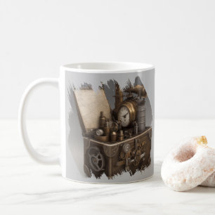 Taza De Café Steampunk Time Machine - Vintage Treasure Chest