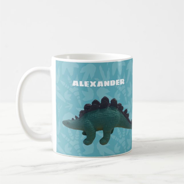 Taza De Café Stegosaurus Toy Dinosaur Azul y Verde (Izquierda)