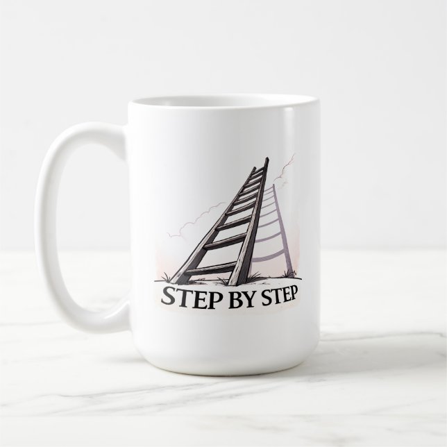 Taza De Café Step by Step – Minimal Motivational Quote  (Izquierda)