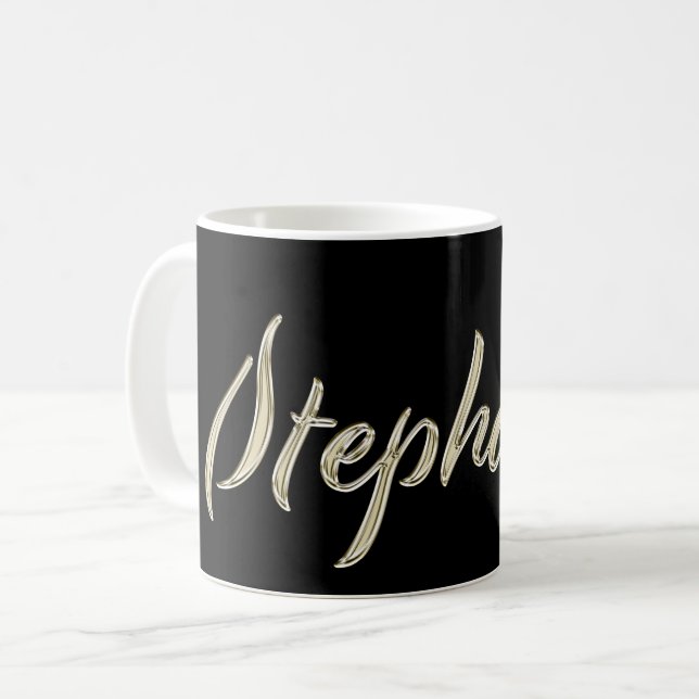 Taza De Café Stephanie white gold Handwriting Tasse Kaffeetasse (Anverso izquierdo)