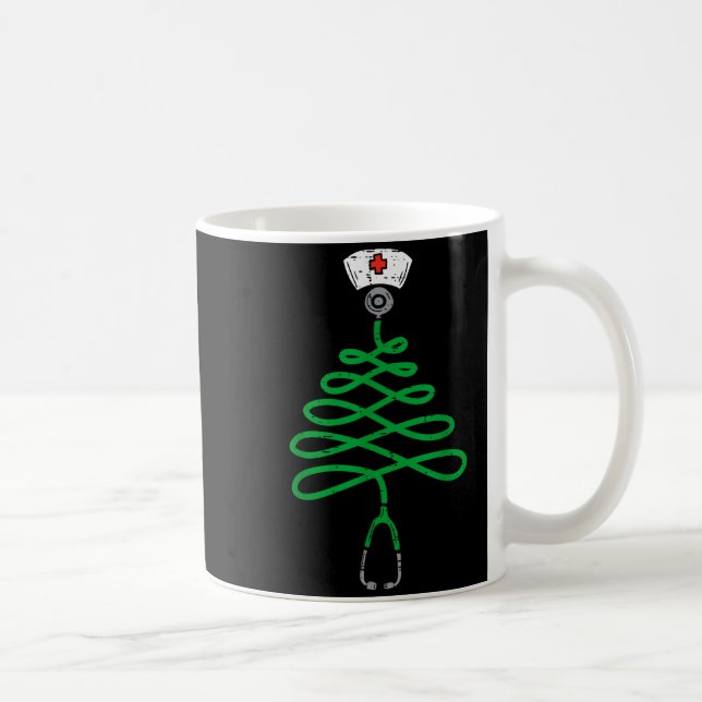 Taza De Café Stethoscope Christmas Tree Nurse Christmas Scrub T (Derecha)