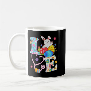 Taza De Café Stethoscope Scrub Life Enfermera Bunny Easter Day 