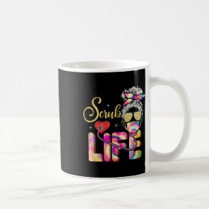 Taza De Café Stethoscope Scrub Life Nurse Day Tie Dye Messy Bun