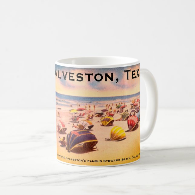 Taza De Café Steward Beach, Galveston, Texas (Anverso derecho)