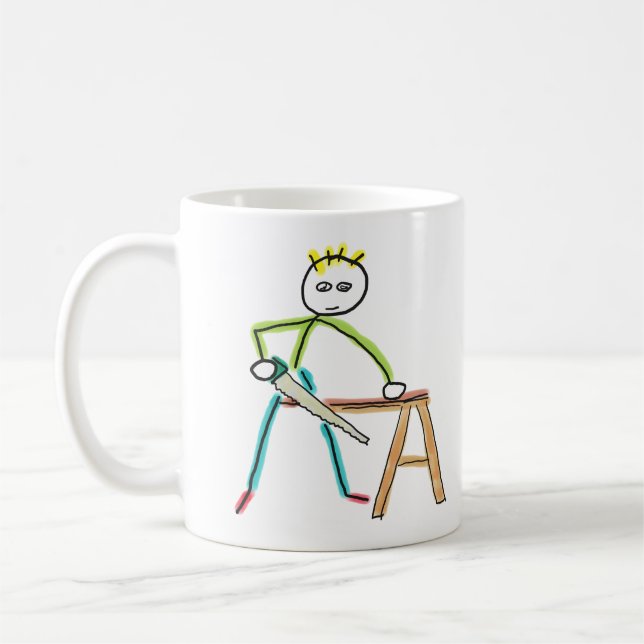 Taza De Café Stickman de Carpintería (Izquierda)