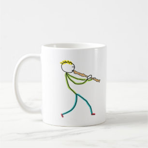 Taza De Café Stickman tocando la flauta dulce
