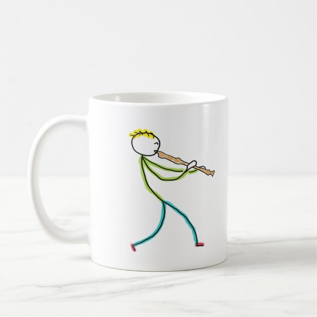 Taza De Café Stickman tocando la flauta dulce (Izquierda)