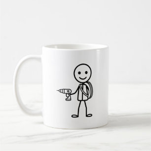 Taza De Café Stickmen At Work - El Electricista