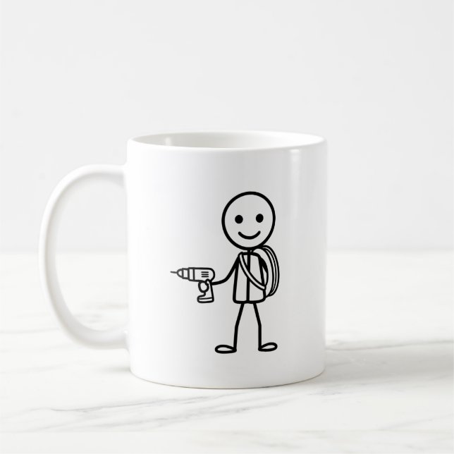 Taza De Café Stickmen At Work - El Electricista (Izquierda)