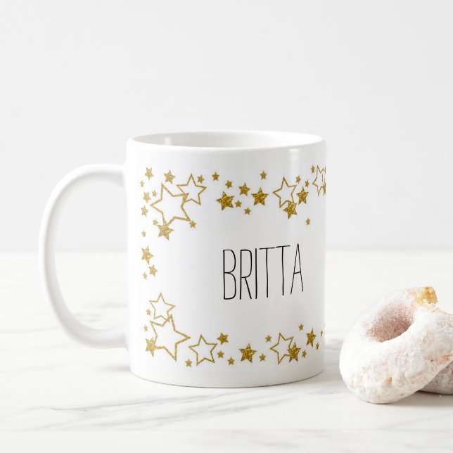 Taza De Café Stijlvolle mok met eigen naam en sterren (Con donut)