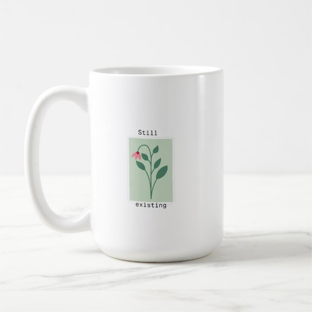 Taza De Café Still Existing Minimalist Flower Stamp Design (Izquierda)