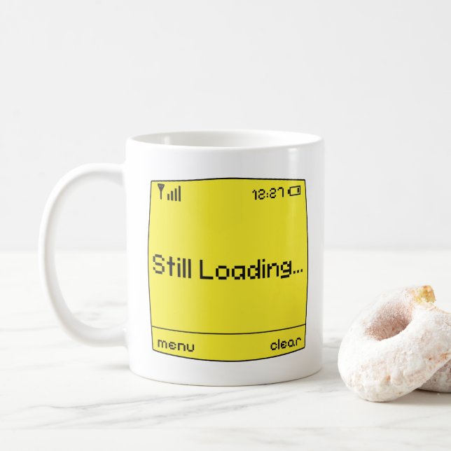 Taza De Café Still Loading.. Retro Mobile Design Mug (Con donut)
