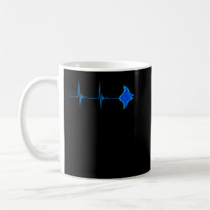 Taza De Café Stingray Manta Ray Heartbeat EKG Pulseline Sea Lif