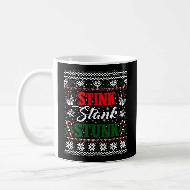 Taza De Café Stink Stank Stunk Funny Navidades Ugly Sweater (Izquierda)