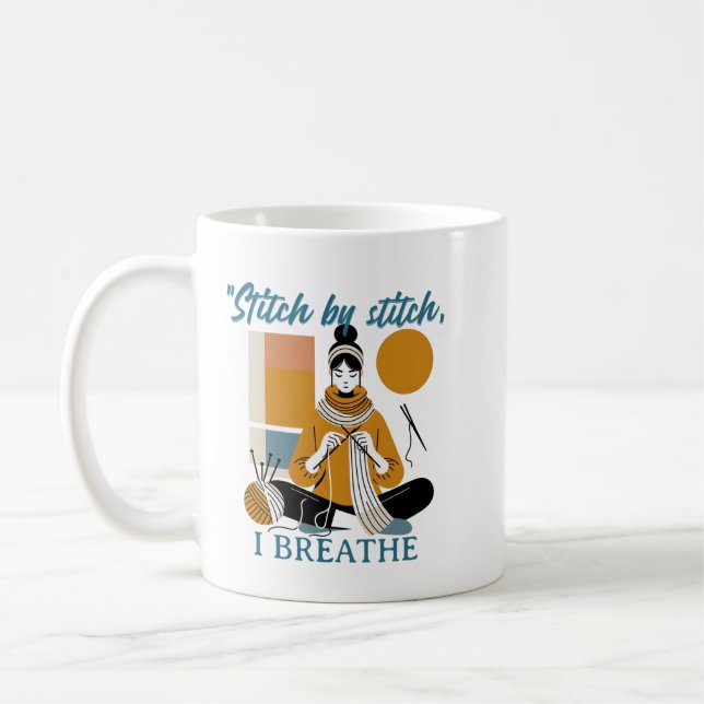 Taza De Café Stitch by Stitch I Breathe – Frase emocional para  (Izquierda)