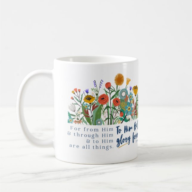 Taza De Café Stoa Floral Romans 11:36 Mug (Izquierda)