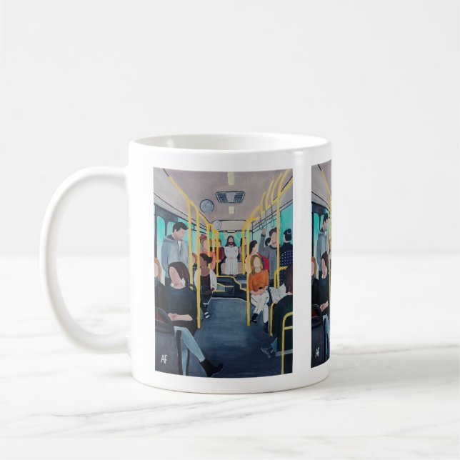 Taza De Café Stranger on the Bus Painting by Alfred Fox  (Izquierda)