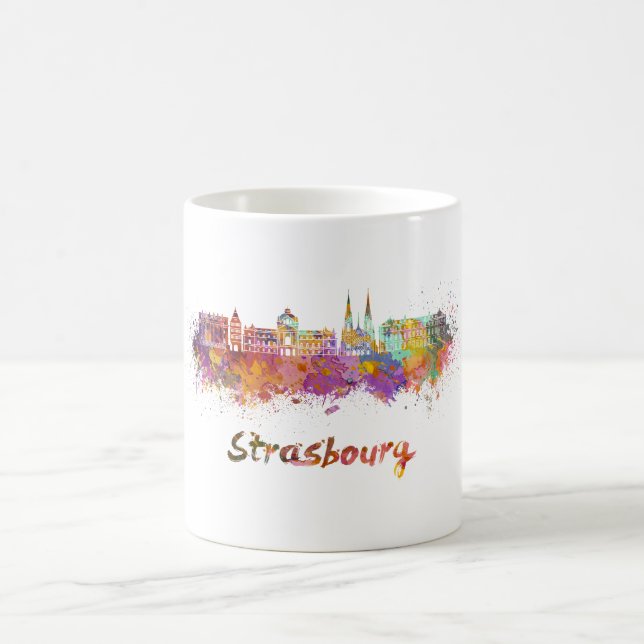 Taza De Café Strasbourg skyline in watercolor (Centro)