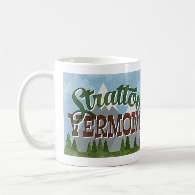 Taza De Café Stratton Vermont Fun Retro Snowy Mountains (Izquierda)