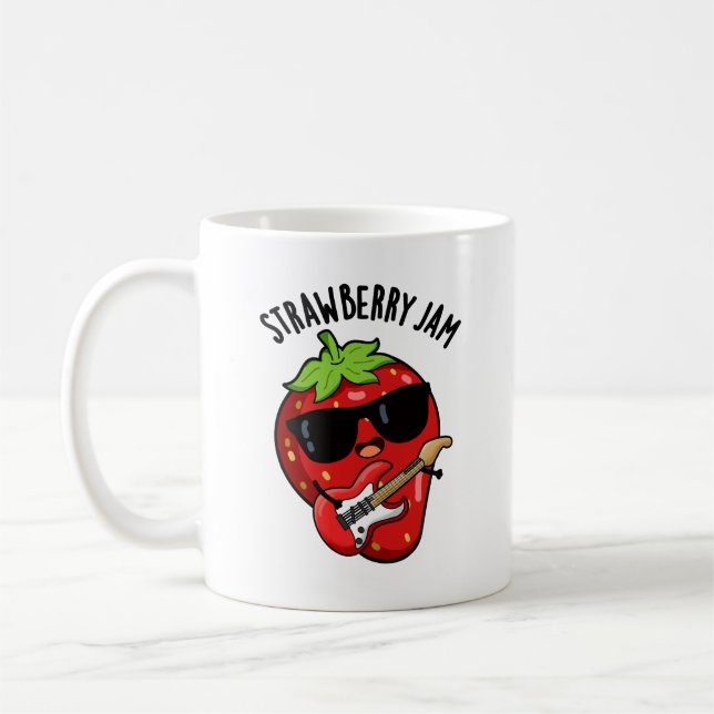 Taza De Café Strawberry Jam Funny Fruit Pun (Izquierda)