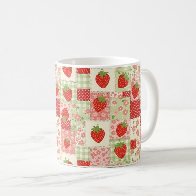 Taza De Café Strawberry Patchwork Picnic (4) (Anverso derecho)