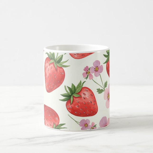 Taza De Café Strawberry Watercolor Mug (Centro)