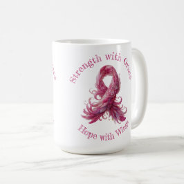 Taza De Café Strength with Grace – Breast Cancer Awareness 