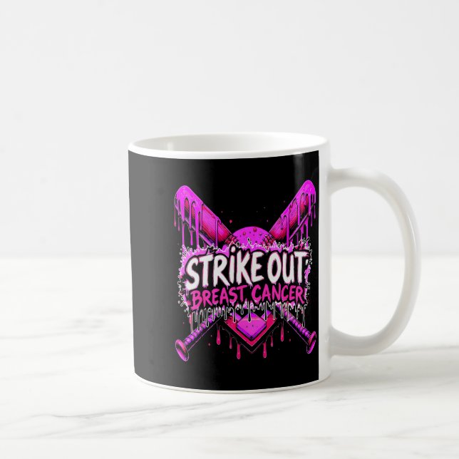 Taza De Café Strike Out Breast Cancer Baseball Softball Drip Ho (Derecha)