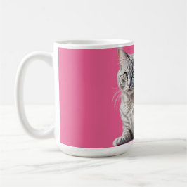 Taza De Café Striking Gray Tabby Cat with Green Eyes